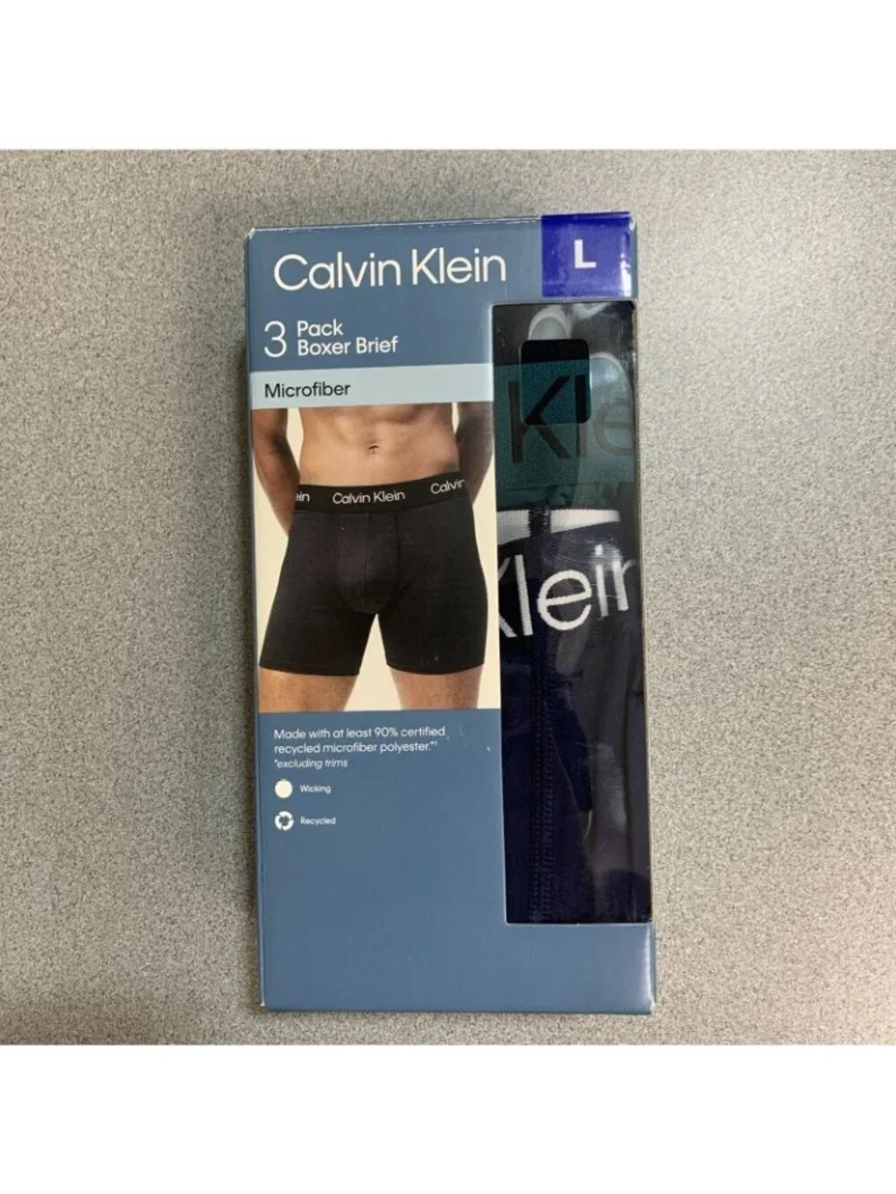 NWT Calvin Klein Men's Large Blue3-Pack Boxer Briefs Microfiber